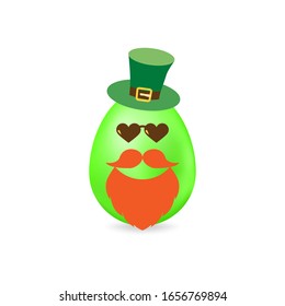 Easter egg with elements for St. Patrick's Day. Vector illustration of colored egg with isolated on white background. Ideal for holiday designs, greetings cards, printed, designer packaging, etc.