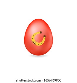 Easter egg with elements for St. Patrick's Day. Vector illustration of colored eggs with horseshoes isolated on white background. Ideal for holiday designs, greetings cards, prints, designer packaging