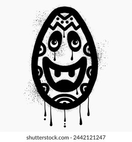  Easter egg emoticon graffiti drawn with black spray paint