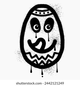  Easter egg emoticon graffiti drawn with black spray paint