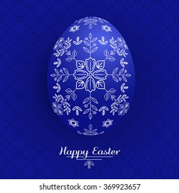 Easter egg with ethnic ornament on seamless background