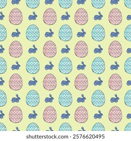 Easter Egg Festival Pattern. Vector Illustrator file download for print, printable, wallpaper, background, craft, decoration, textile and many projects.