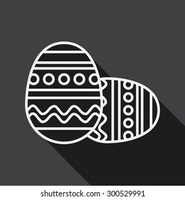 easter egg flat icon with long shadow, line icon
