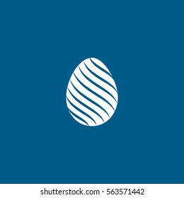 Easter Egg Flat Icon On Blue Background
