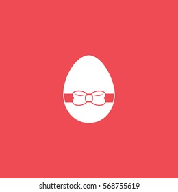 Easter Egg Flat Icon On Red Background