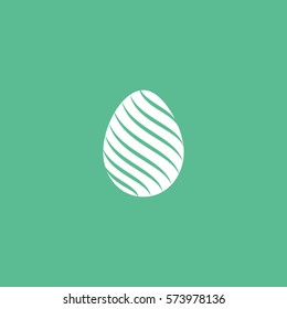 Easter Egg Flat Icon On Green Background