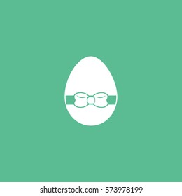 Easter Egg Flat Icon On Green Background