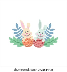 Easter Egg Flat Icon Rabbit Cute