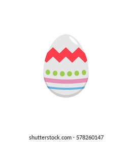 Easter egg flat icon, religion & holiday elements, egg with lines, a colorful linear pattern on a white background, eps 10.