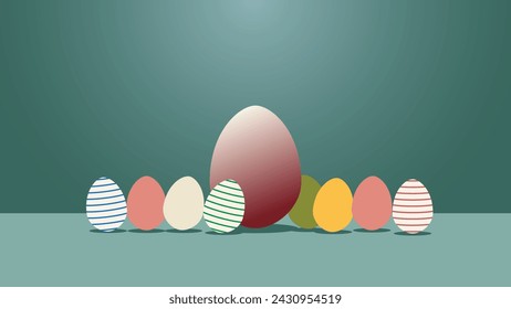 Easter Egg flat vector illustration with colorful eggs. Can be used for banners, posters, backgrounds, landing pages, greeting cards, covers, etc.