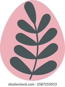 Easter Egg With Floral Branch Handdrawn Vector Illustration