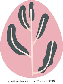 Easter Egg With Floral Branch Handdrawn Vector Illustration