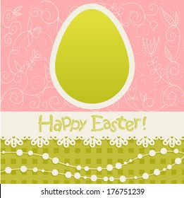 Easter egg floral card with lace and beads