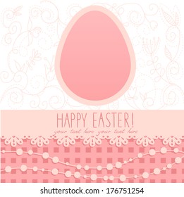 Easter egg floral card with lace and beads