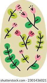 Easter egg with floral decoration. Vector Illustration.