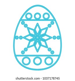 easter egg with floral and dots decoration over white background, blue line design. vector illustration