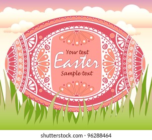 Easter egg with floral ornament, vector illustration