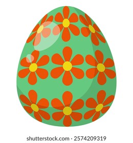 Easter egg with floral pattern, Festive attribute for design of postcard, poster or banner vector illustration