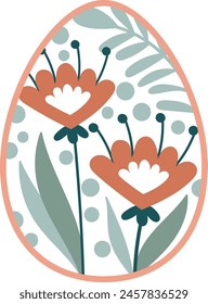 Easter Egg With Floral Pattern Vector Illustration