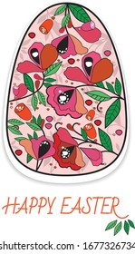 Huevo de Pascua con estampado floral. un huevo decorado con amor primaveral.
