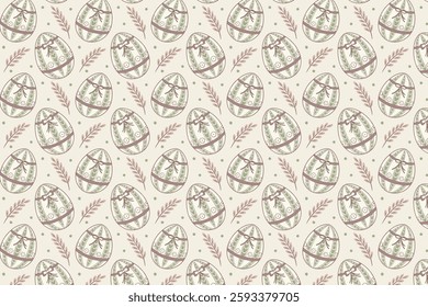Easter Egg and Floral Seamless Geometric Pattern