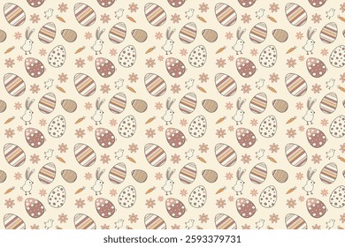 Easter Egg and Floral Seamless Geometric Pattern
