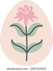 Easter Egg With Flower Handdrawn Vector Illustration