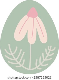 Easter Egg With Flower Handdrawn Vector Illustration