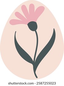 Easter Egg With Flower Handdrawn Vector Illustration