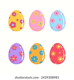 easter egg with flower pattern, vector illustration
