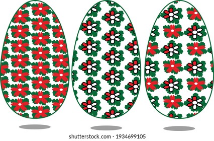 EASTER EGG WITH FLOWER IN THE RED, WHITE AND GREEN COLORS