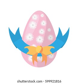 easter egg flowers bow decoration vector illustration eps 10