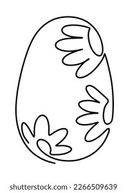 Easter egg with flowers by single outline style