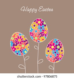 Easter egg flowers card. Vector