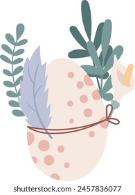 Easter Egg With Flowers Decoration Vector Illustration