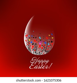 Easter egg with flowers. Happy easter greeting card. Vector illustration