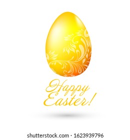 Easter egg with flowers. Happy easter greeting card. Vector illustration
