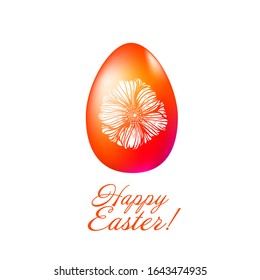 Easter egg with flowers. Happy easter greeting card. Vector illustration