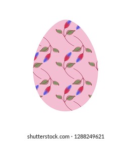 Easter egg with flowers isolated on white background