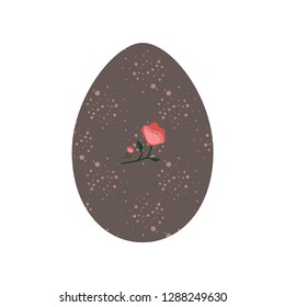 Easter egg with flowers isolated on white background