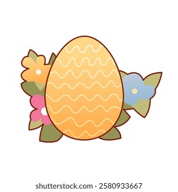 Easter Egg with flowers isolated on white. Hand drawing vector illustration.