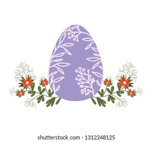easter egg flowers and leafs isolated icon