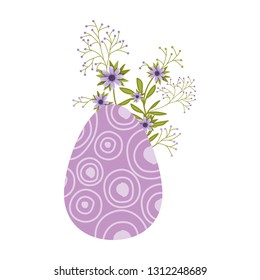 easter egg flowers and leafs isolated icon