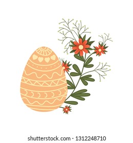 easter egg flowers and leafs isolated icon