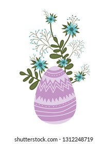 easter egg flowers and leafs isolated icon