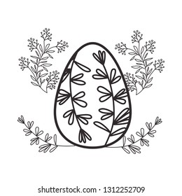 easter egg flowers and leafs isolated icon