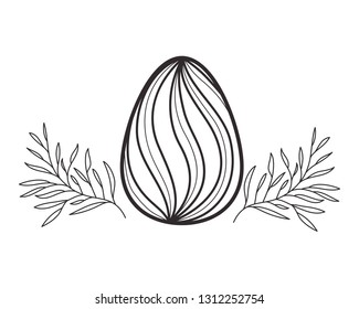 easter egg flowers and leafs isolated icon