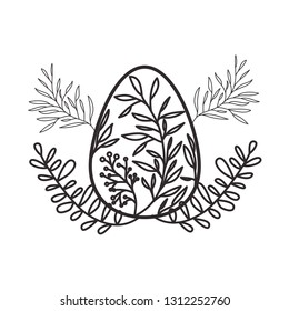 easter egg flowers and leafs isolated icon