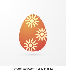 Easter egg with flowers on a white background
