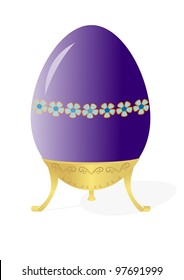 Easter egg with flowers and stand isolated on a white background